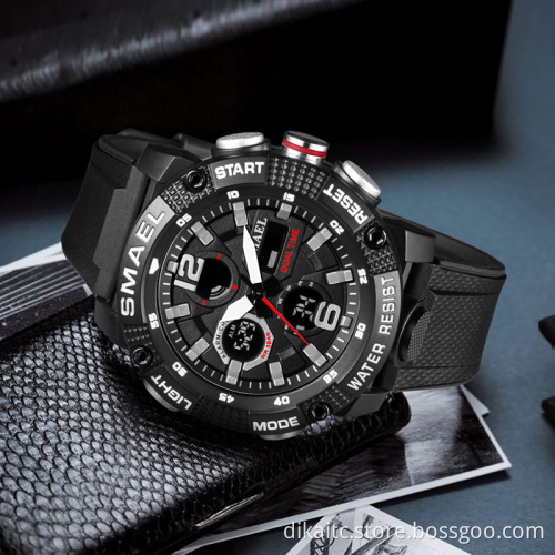 SMAEL Military Sport Watch Men Dual Display Waterproof